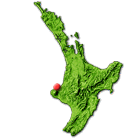 North Island map showing New Plymouth